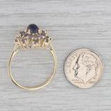 1.40ct Iolite Floral Halo Cluster 14K Yellow Gold Ring Size 10.25