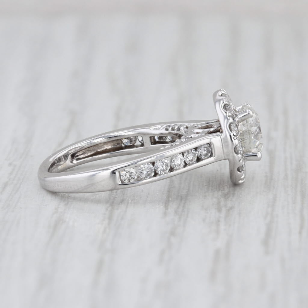 1.93ctw Round Diamond Halo Engagement Ring 14k White Gold Size 5 Cathedral Band