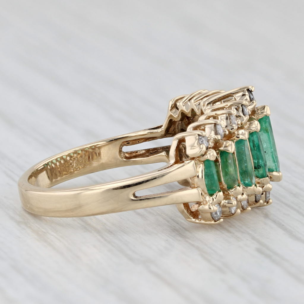 Light Gray 1.85ctw Tiered Emerald Diamond Ring 14k Yellow Gold Size 7