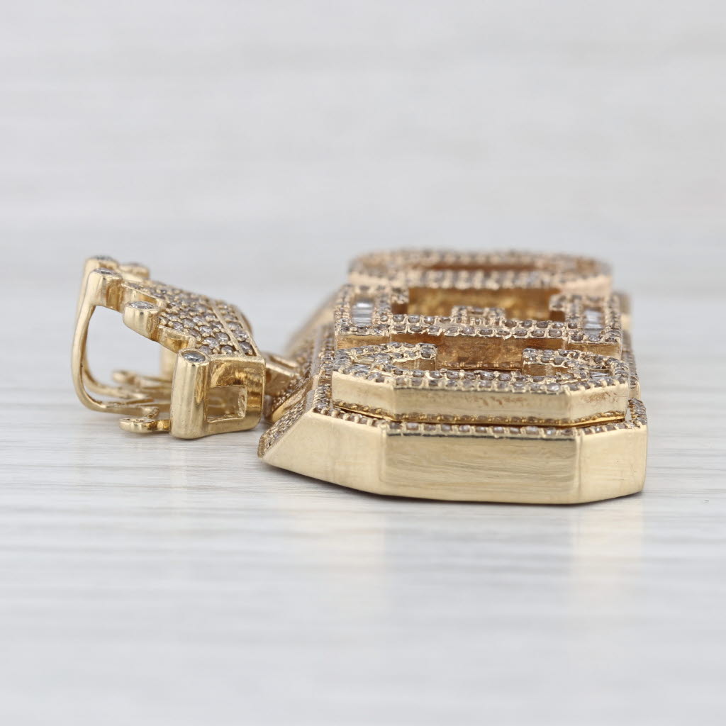 4.08ctw Diamond Crowned CEO Pendant 10k Yellow Gold Box Statement