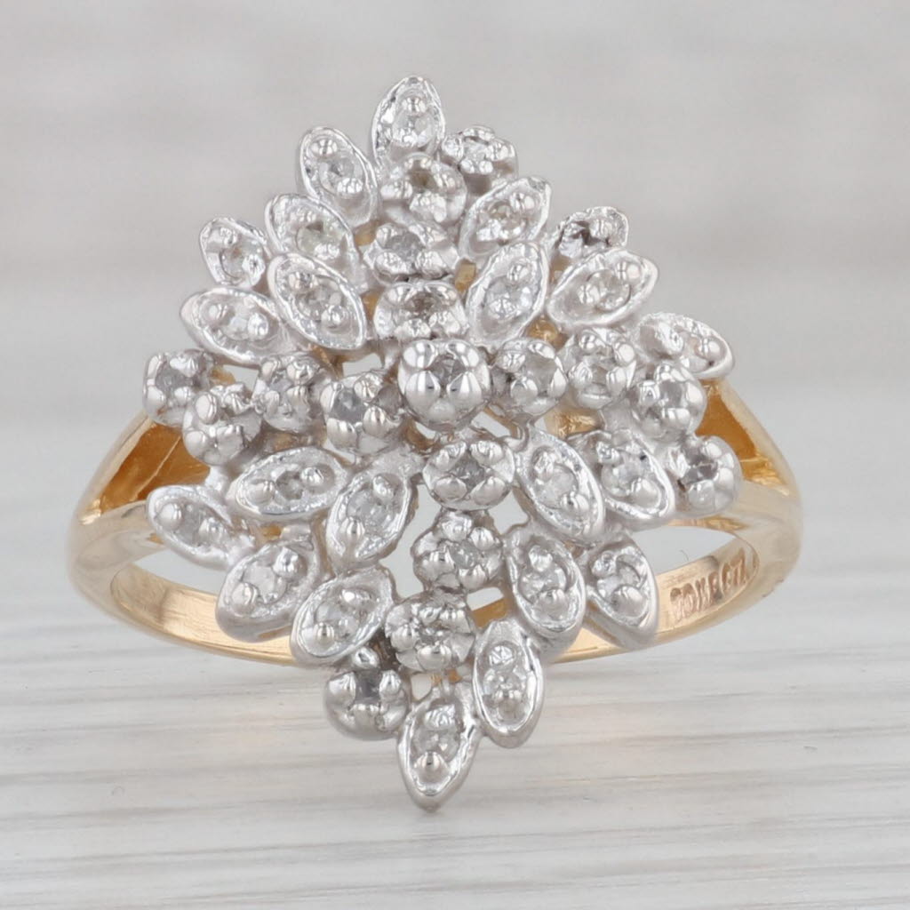 Gray 0.12ctw Diamond Cluster Ring 10k Gold Size 7.5 Cocktail