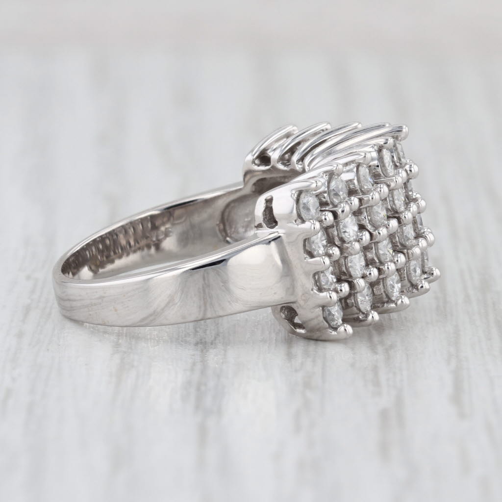1.55ctw Diamond Rows Ring 14k White Gold Size 8.75 Cocktail Cluster