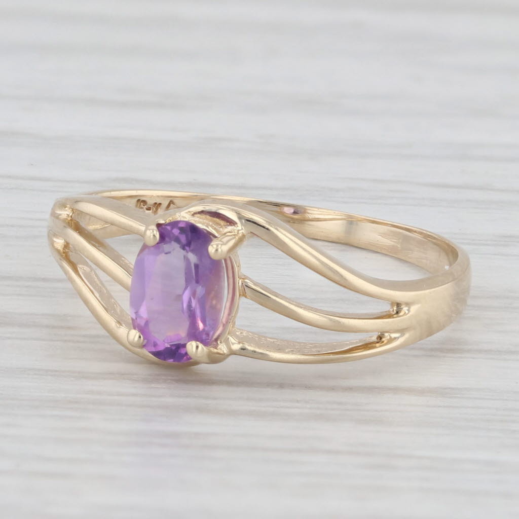 Light Gray 0.37ct Amethyst Oval Solitaire Ring 10k Yellow Gold Size 6