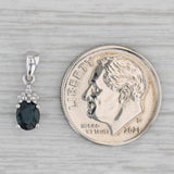 Small 0.35ctw Blue Sapphire Diamond Pendant 10k White Gold