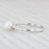 Light Gray New Cultured Pearl Diamond Ring 14k White Gold Size 6 Solitaire w/ Accents