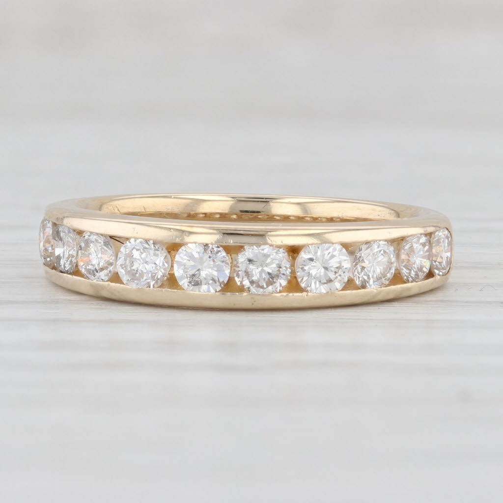 Light Gray 0.83ctw Diamond Wedding Band 14k Yellow Gold Size 7.25 Stackable Anniversary