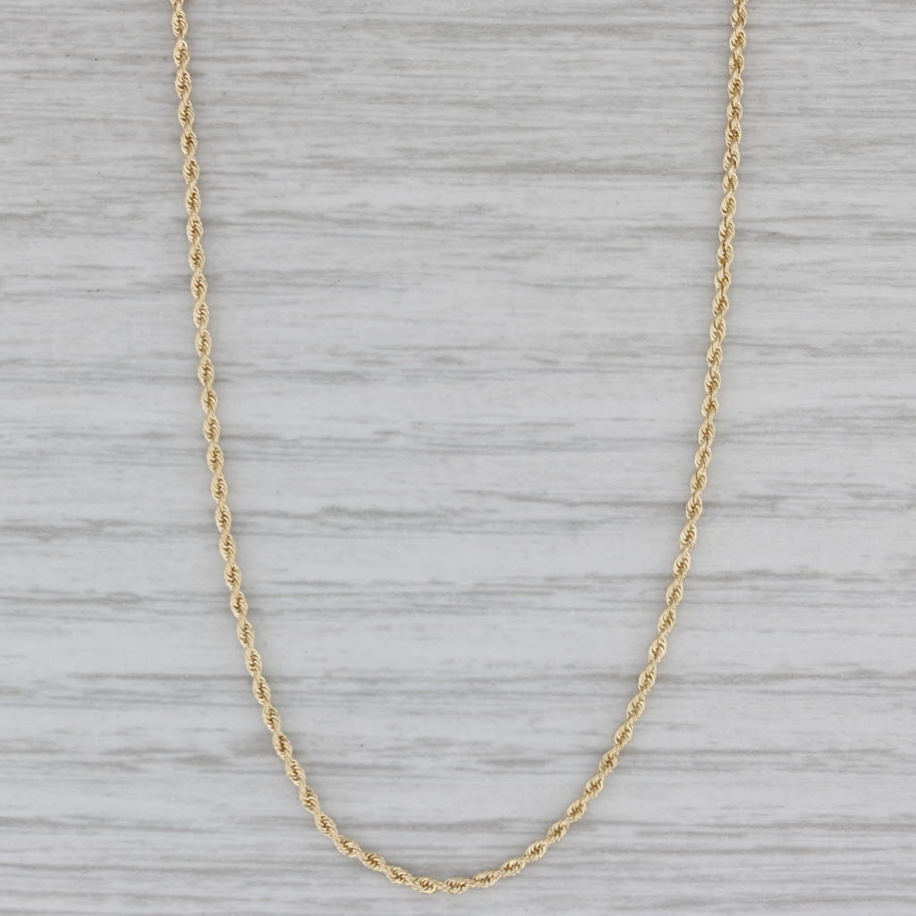 Gray 18.25" 1.3mm Rope Chain Necklace 14k Yellow Gold