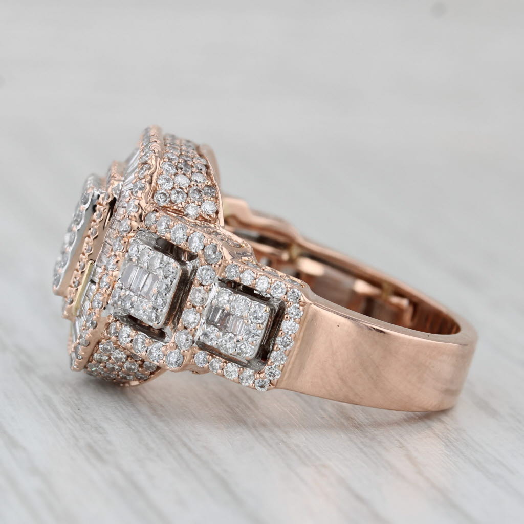 Gray 2.43ctw Diamond Halo Ring 10k Rose Gold Size 10
