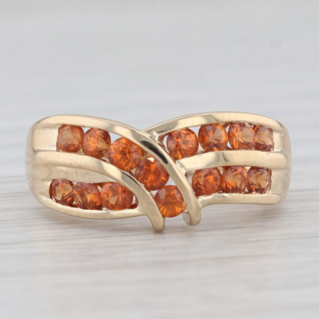 Light Gray 1.24ctw Orange Spessartite Garnet Ring 14k Yellow Gold Size 7