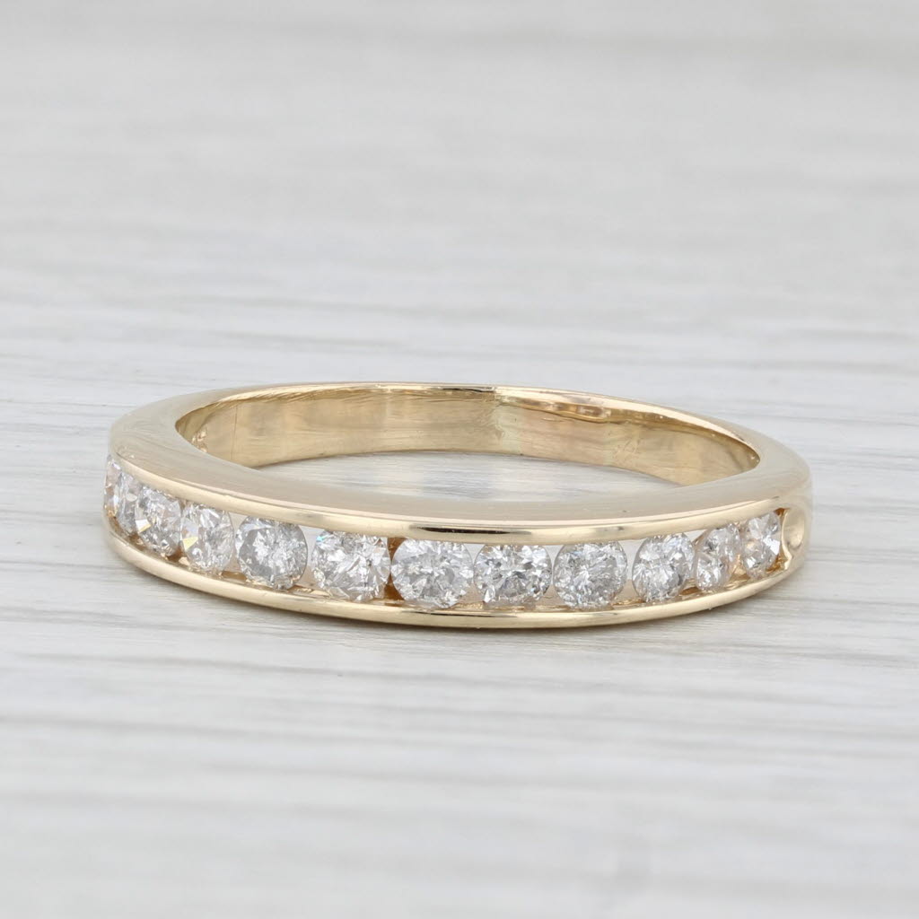 Light Gray 0.60ctw Diamond Wedding Band 14k Yellow Gold Size 8.5 Stackable Anniversary Ring