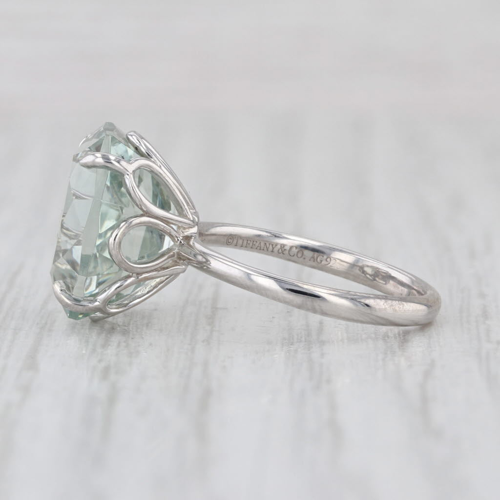 Tiffany Prasiolite Green Amethyst Ring w/ Box Sterling Silver Size 5.25