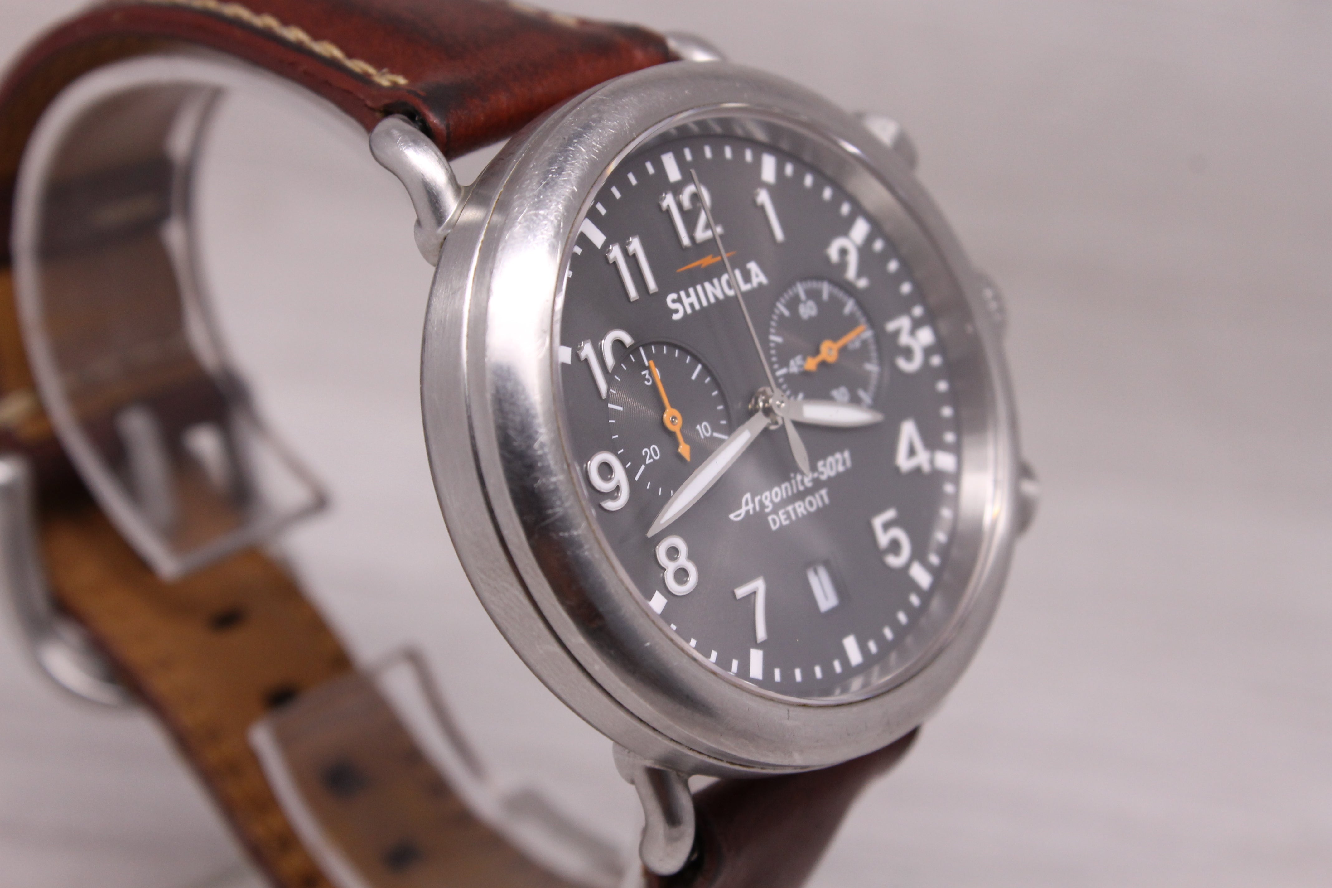 Shinola Argonite 5021 Mens 41mm Chronograph Watch Stainless Steel Quartz Date