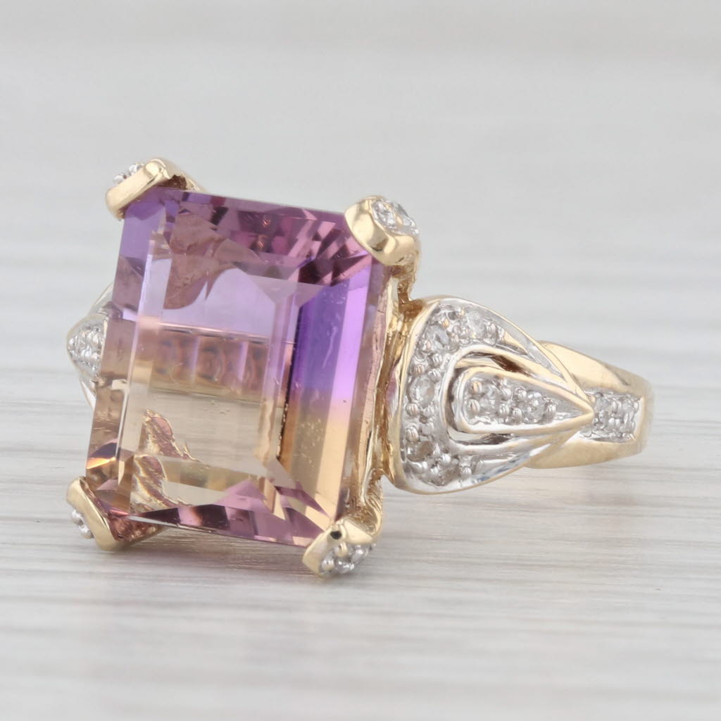 Light Gray 4.90ctw Purple Yellow Ametrine Diamond Ring 10k Yellow Gold Size 6