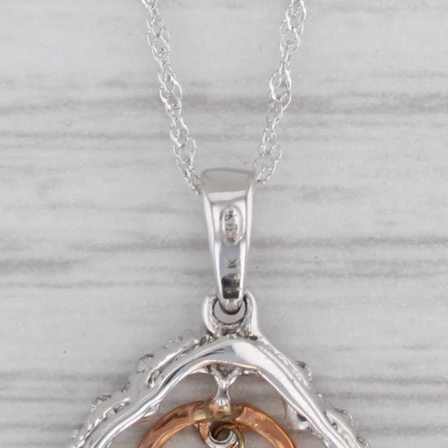 Gray New 0.25ctw Floating Diamond Halo Pendant Necklace 14k White Rose Gold 18"