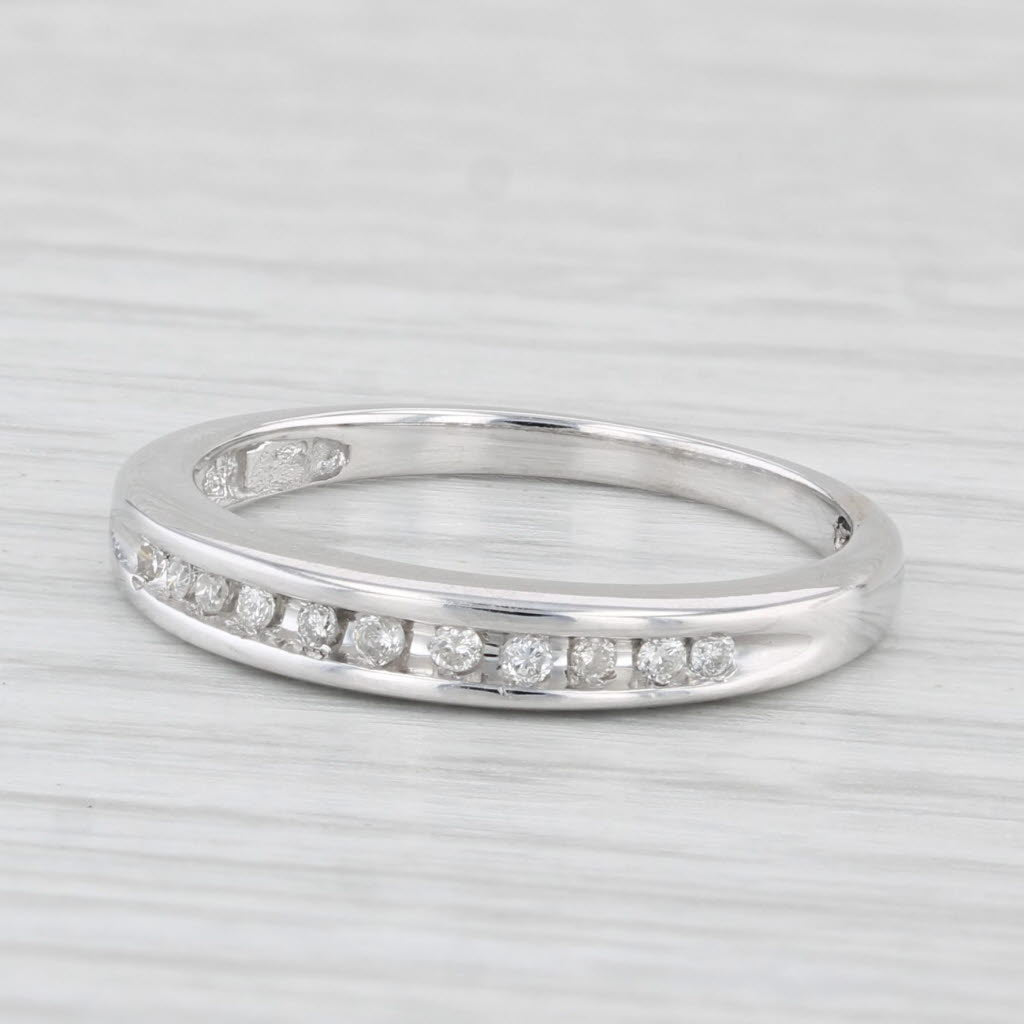 Light Gray 0.10ctw Diamond Wedding Band 10k White Gold Stackable Anniversary Ring Size 7