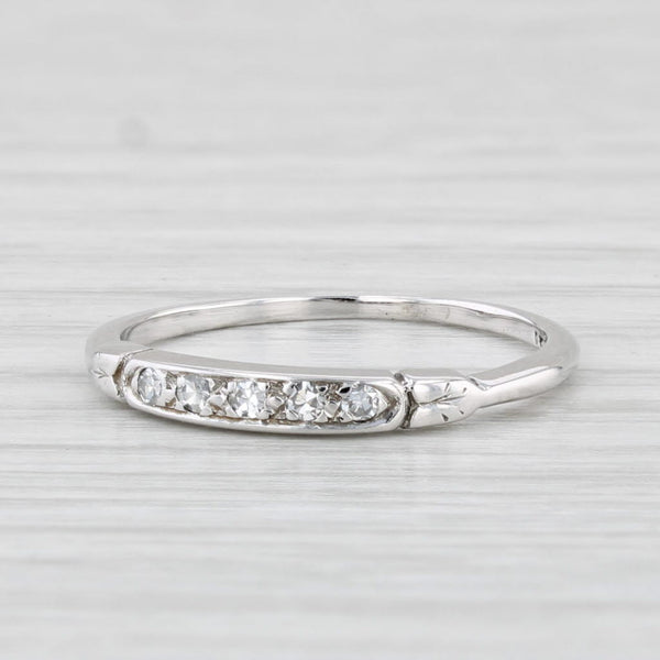 Vintage Diamond Wedding Band 18k White Gold Size 5 Stackable Ring