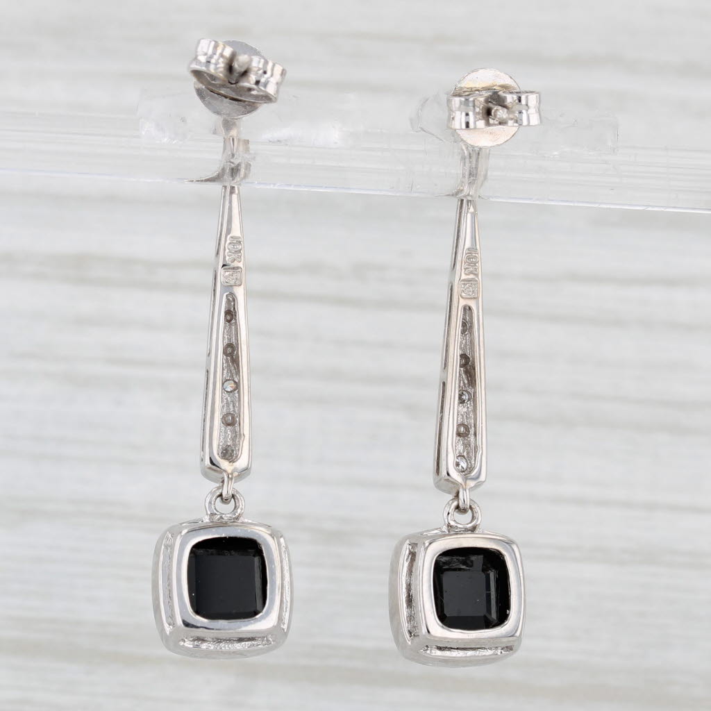 Light Gray 2.35ctw Onyx Diamond Journey Dangle Earrings 10k White Gold Drops