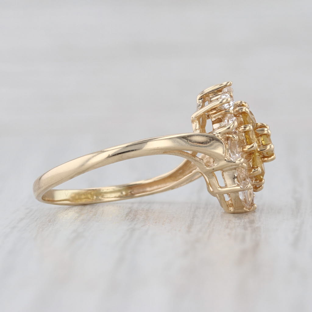 2.18ctw Citrine White Sapphire Flower Cluster Ring 14k Yellow Gold Size 9