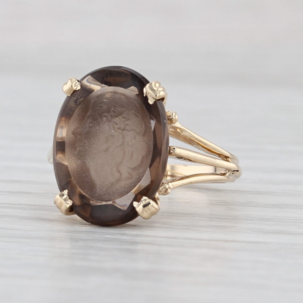 5.20ct Smoky Quartz Oval Solitaire Ring 10k Yellow Gold Size 5.25