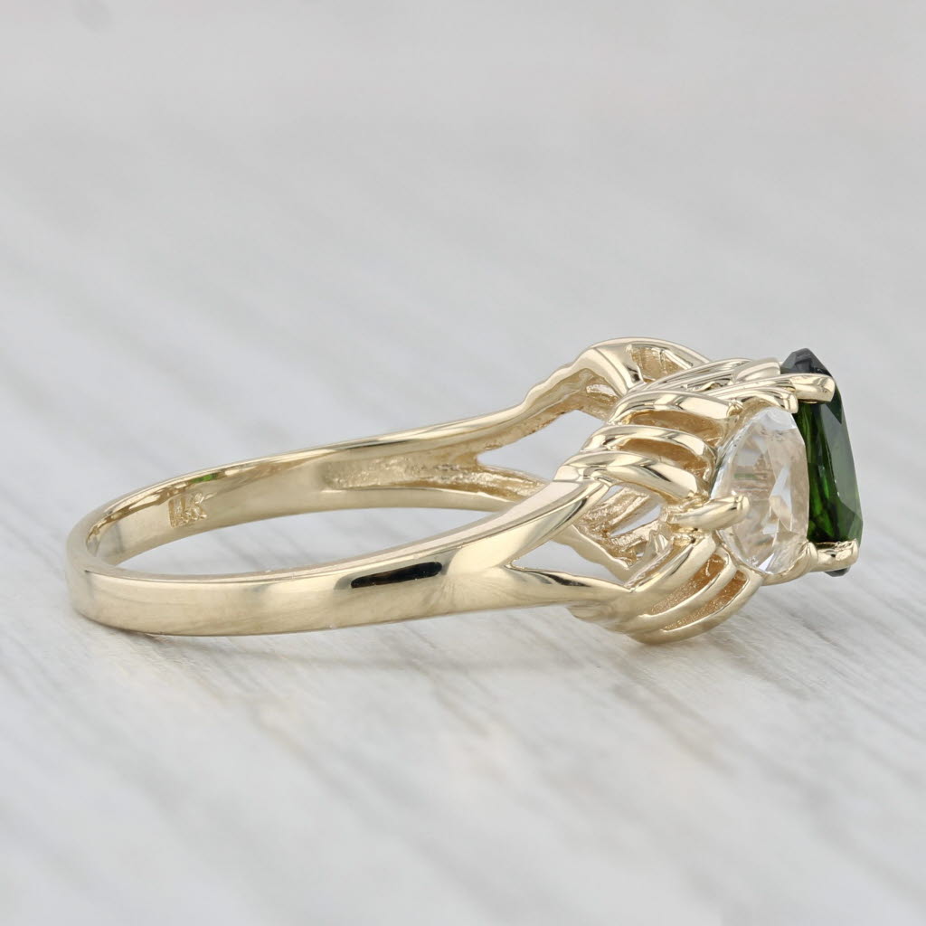 Light Gray 1.94ctw Green Chrome Diopside White Topaz Ring 14k Yellow Gold Size 7