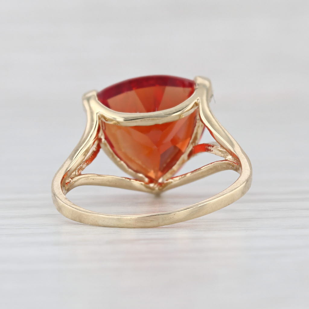 8.40ct Red Orange Lab Created Sapphire Ring 10k Yellow Gold Size 7 Solitaire