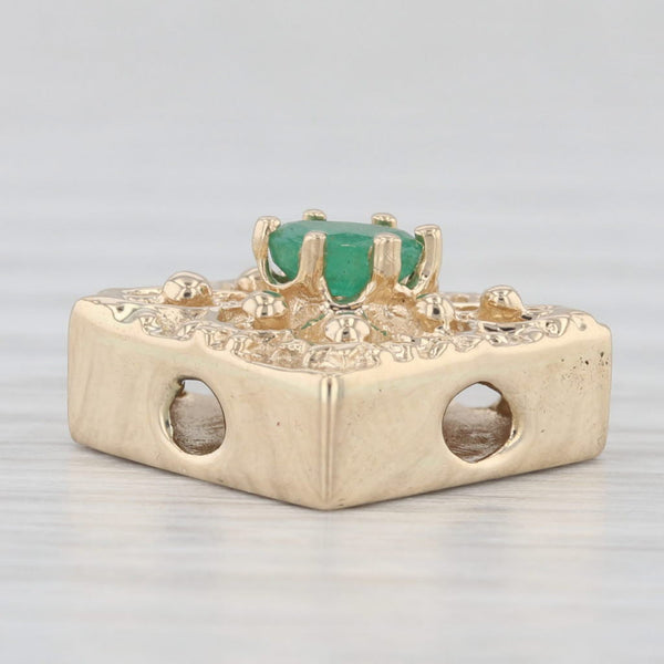 Light Gray Richard Klein 0.18ct Emerald Slide Bracelet Charm 14k Yellow Gold Vintage Ornate