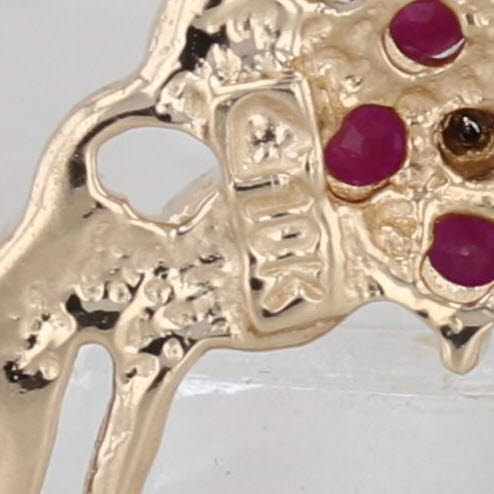 0.55ctw Ruby Flower Heart Pendant 10k Yellow Gold Diamond