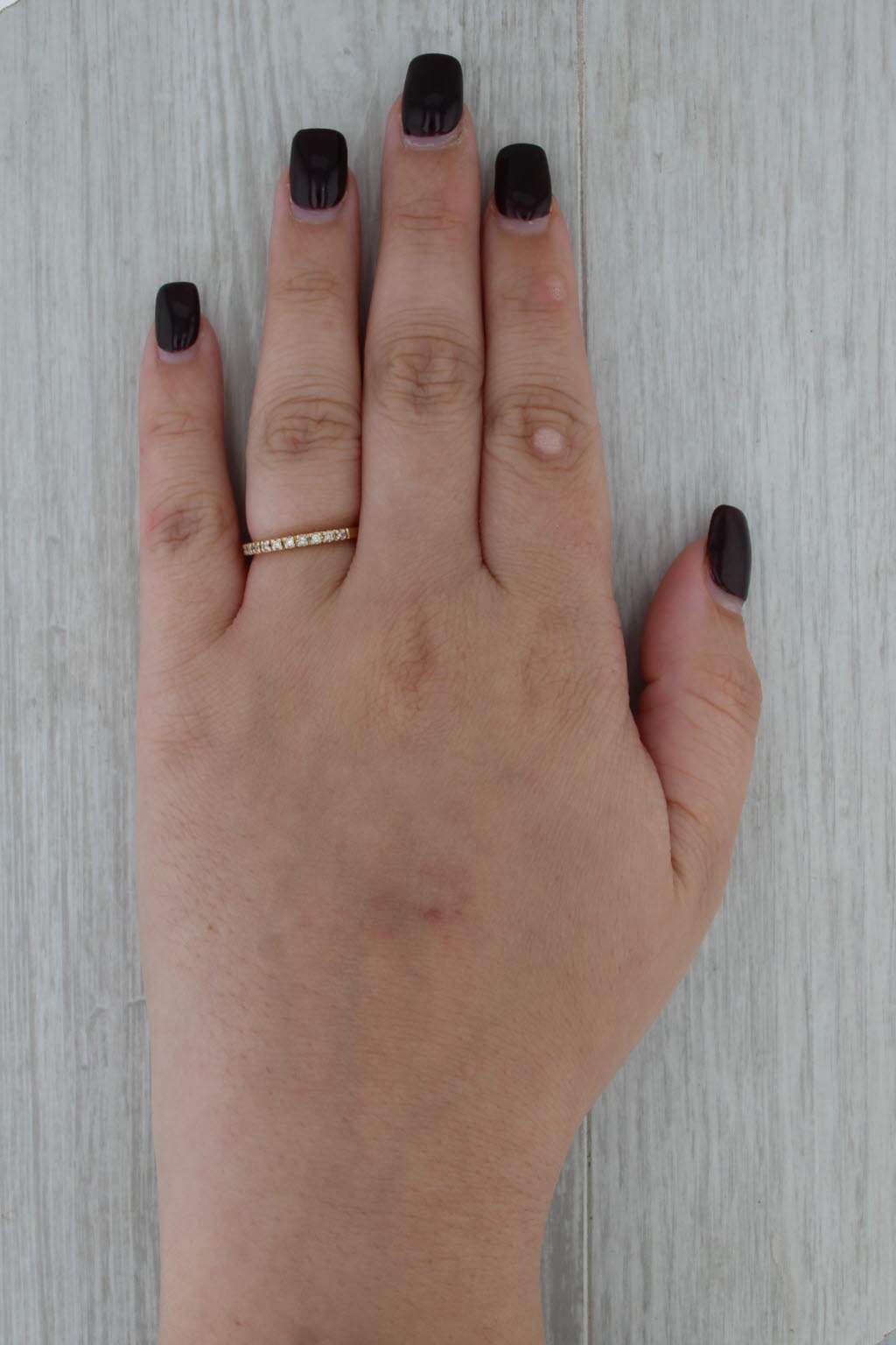 Diamond Wedding Band 14k Yellow Gold Stackable Size 6 Ring