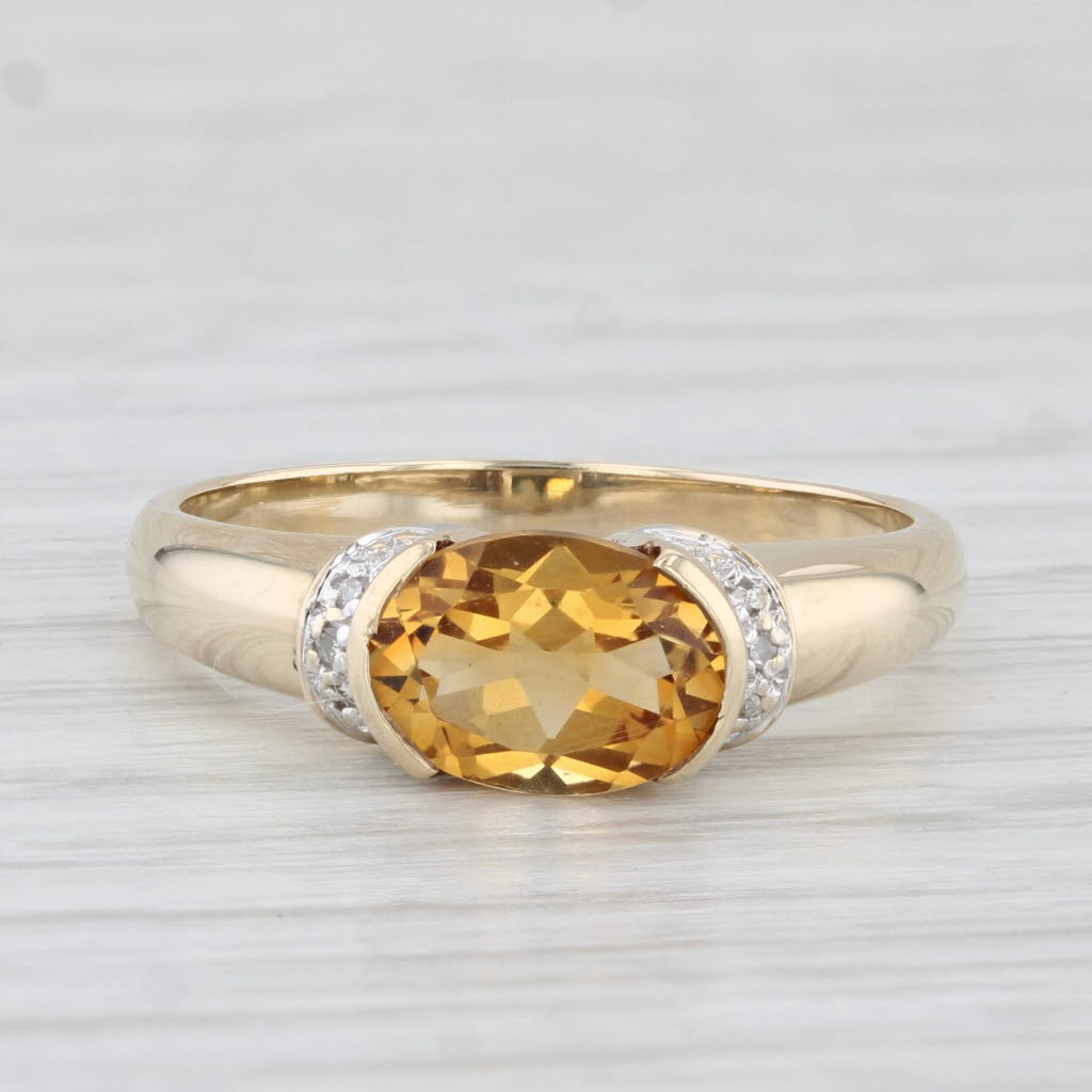 Light Gray 1.20ctw Oval Citrine Solitaire Ring 10k Yellow Gold Size 6.5