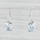 1.26ctw Aquamarine Diamond Drop Earrings 10k White Gold