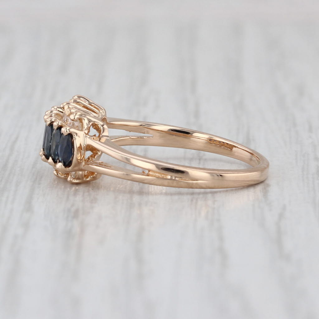 0.86ctw Blue Sapphire Diamond Ring 18k Yellow Gold Size 7