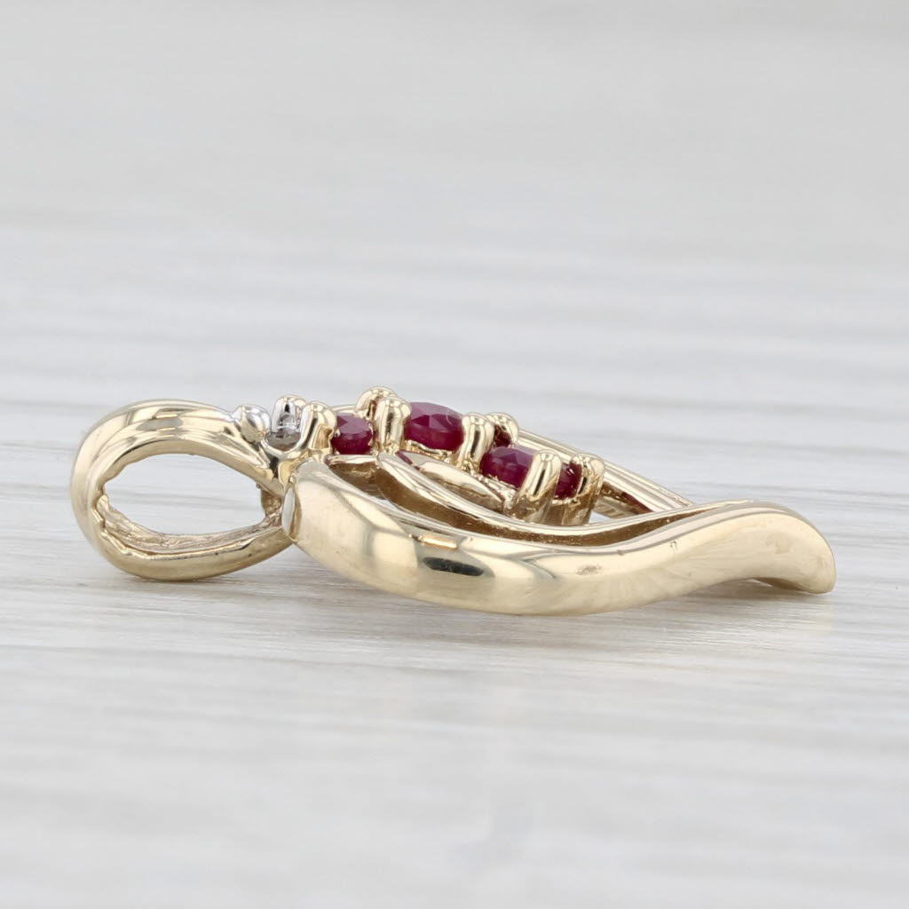 Light Gray 0.18ctw Ruby Open Heart Pendant 10k Yellow Gold Diamonds