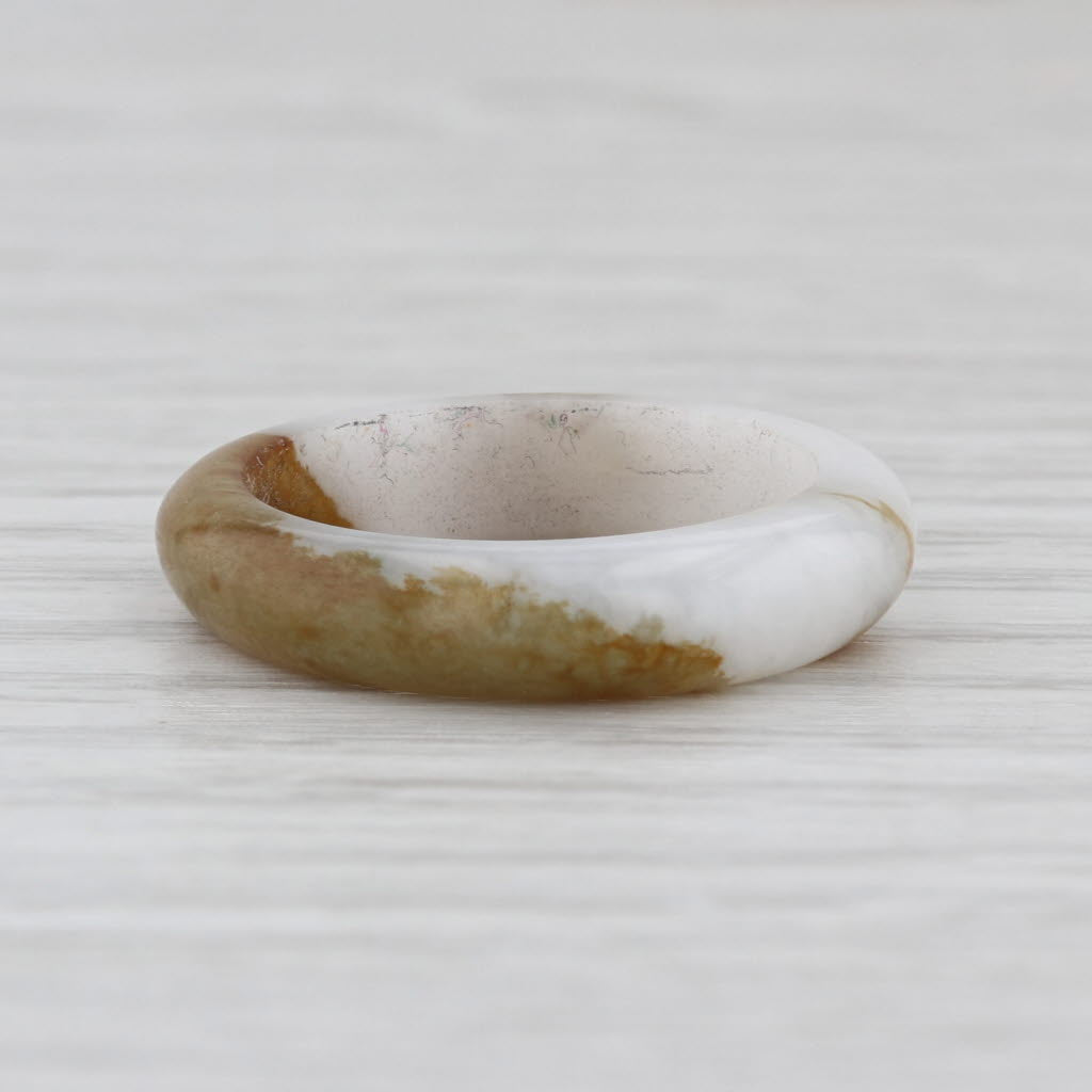Marbled Green Brown Jadeite Jade Band Ring Size 7.75 5mm
