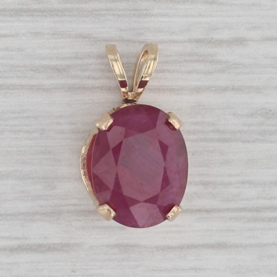 Gray 1.20ct Oval Ruby Solitaire Pendant 14k Yellow Gold Small Drop