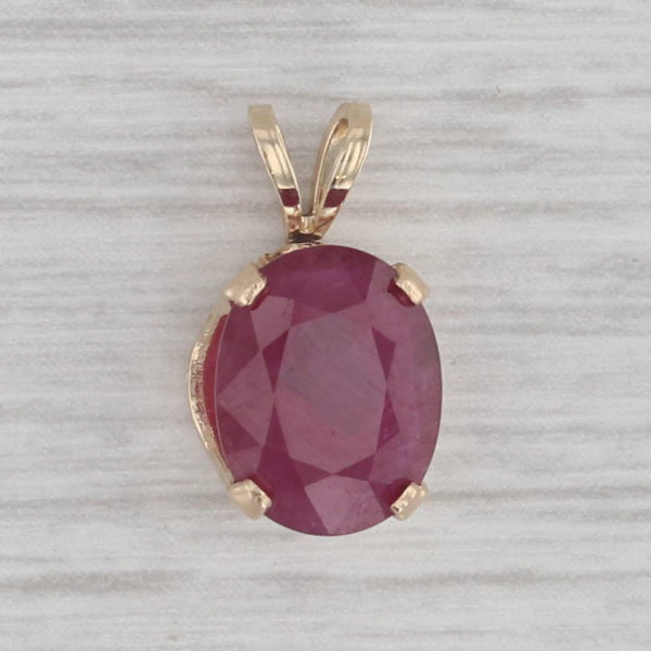 1.20ct Oval Ruby Solitaire Pendant 14k Yellow Gold Small Drop
