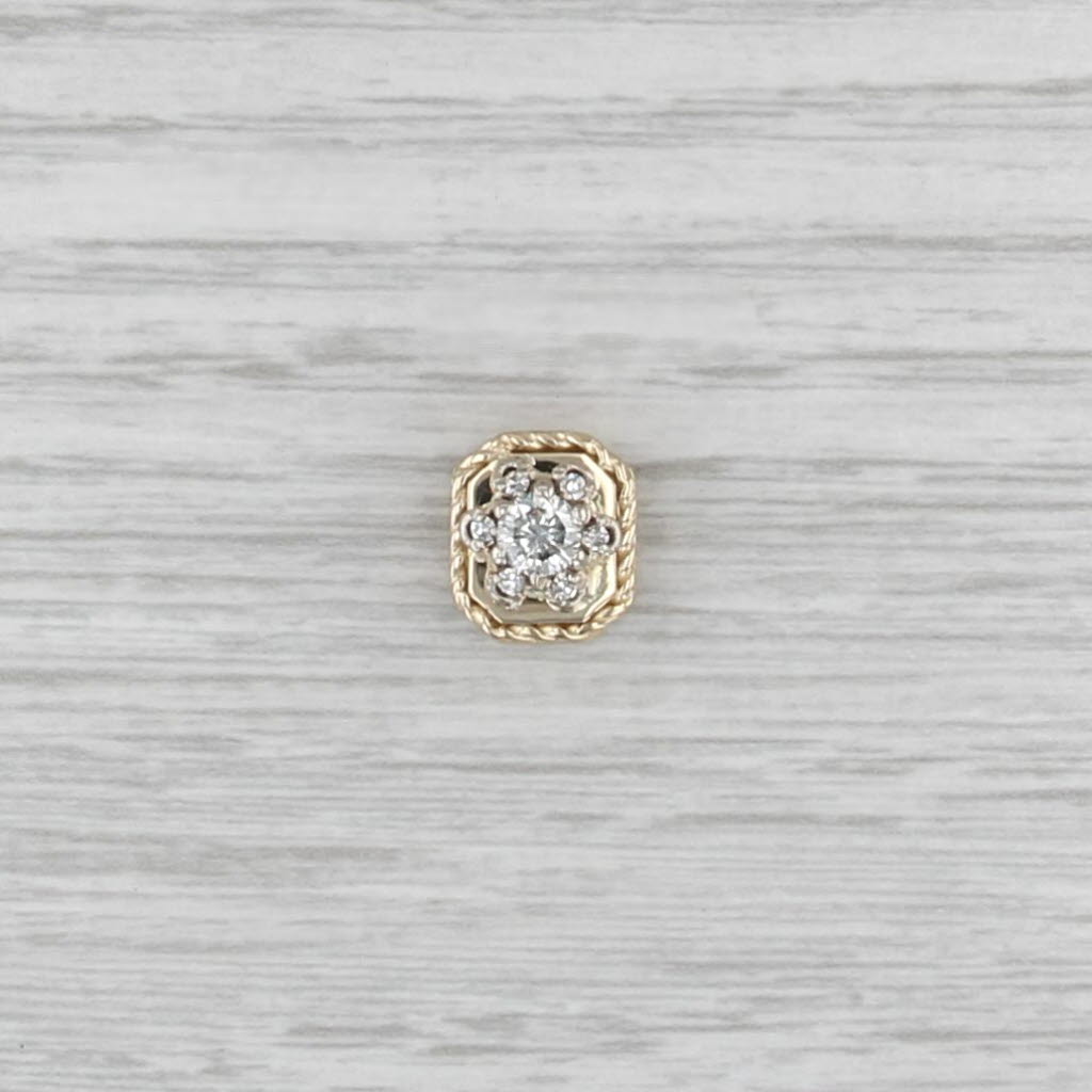 Vintage 0.35ctw Diamond Flower Slide Bracelet Charm 14k Gold Archer Hallmark