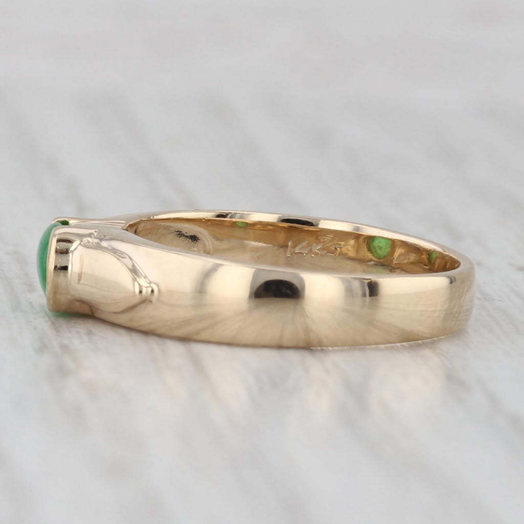 Gray Green Jadeite Jade Ring 14k Yellow Gold Oval Solitaire Size 5.5-5.75