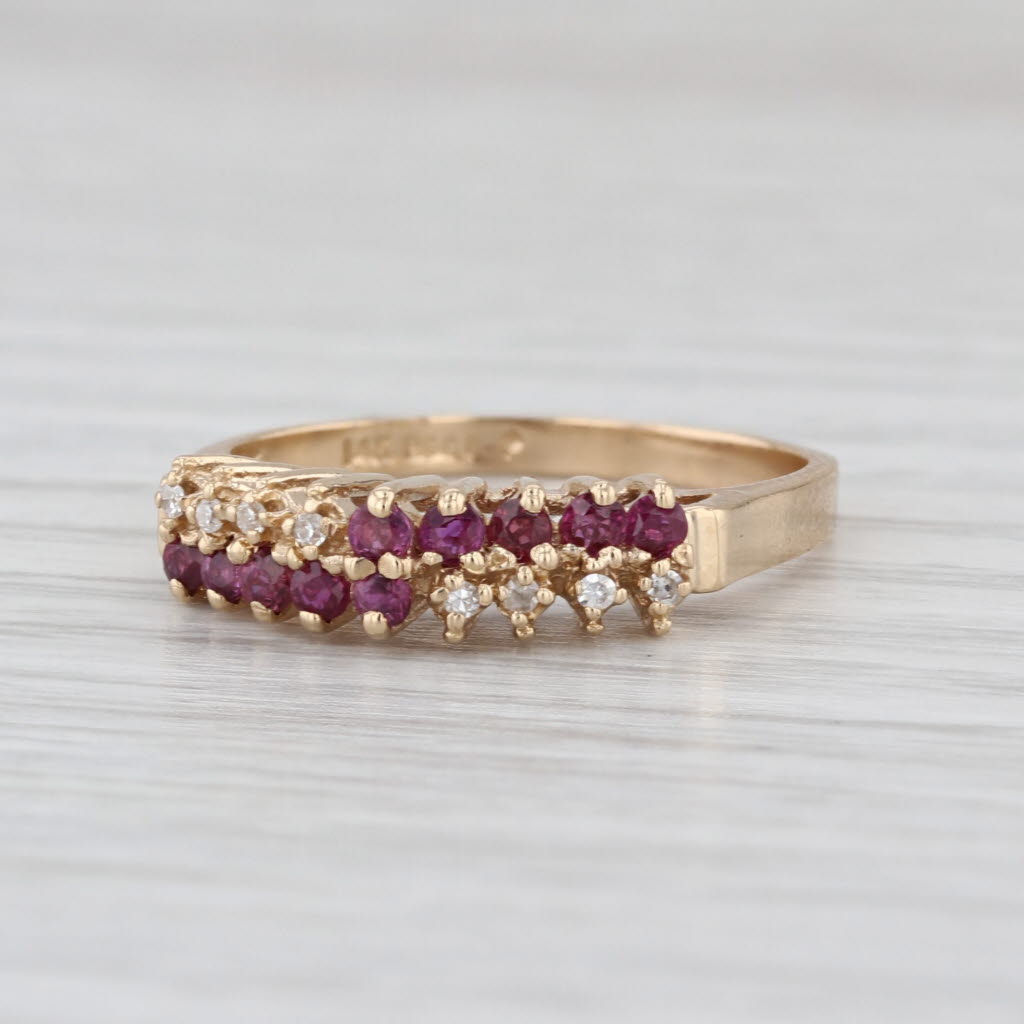 0.32ctw Ruby Diamond Ring 14k Yellow Gold Size 6.75 Stackable Tiered
