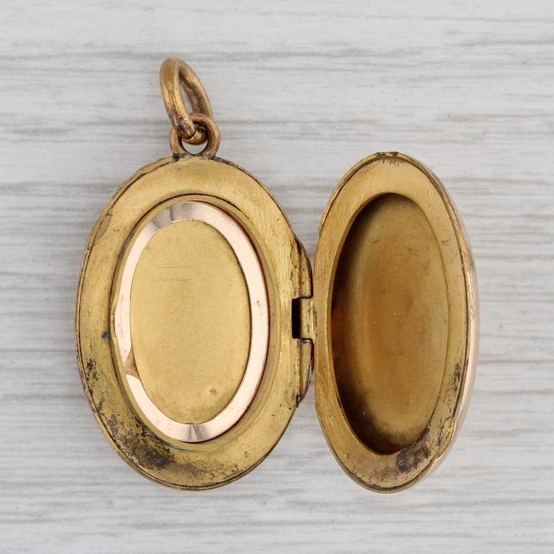 Vintage Ornate Picture Locket Pendant Glass Gold Filled Engravable