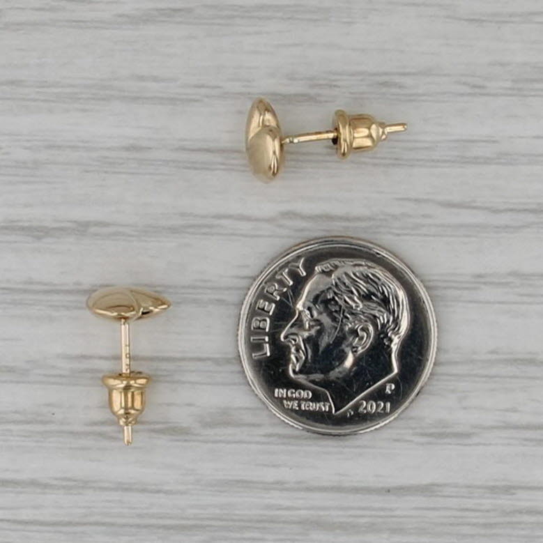 Small Puffy Heart Stud Earrings 18k Yellow Gold Studs Push Backs