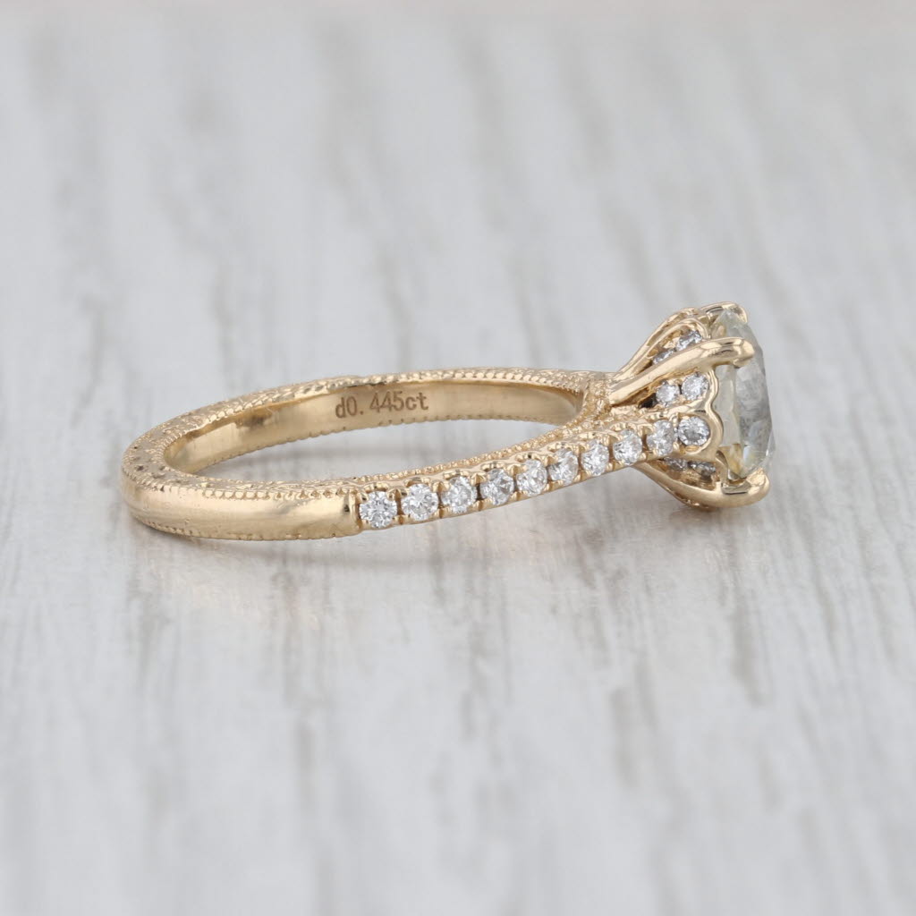 GIA 2.21ctw Round Diamond Hidden Halo Engagement Ring 14k Yellow Gold Size 6.5