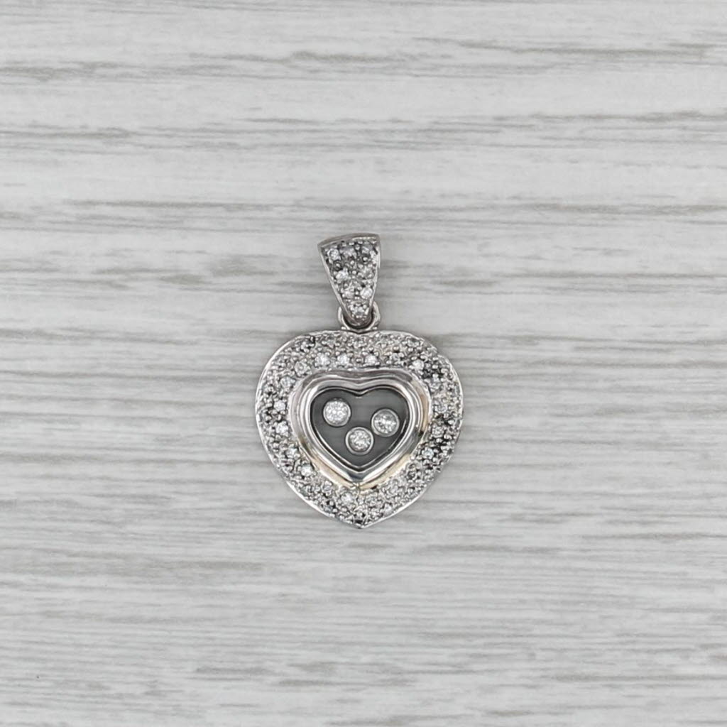 Floating Diamonds Display Pave Heart Pendant 18k White Gold