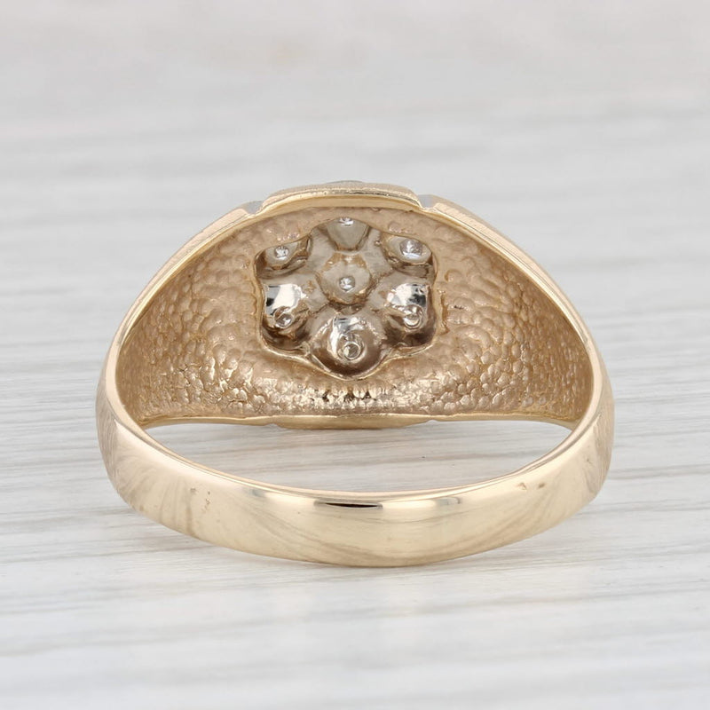Vintage 0.21ctw Diamond Cluster Men's Belcher Setting Ring 10k Gold Size 11.75