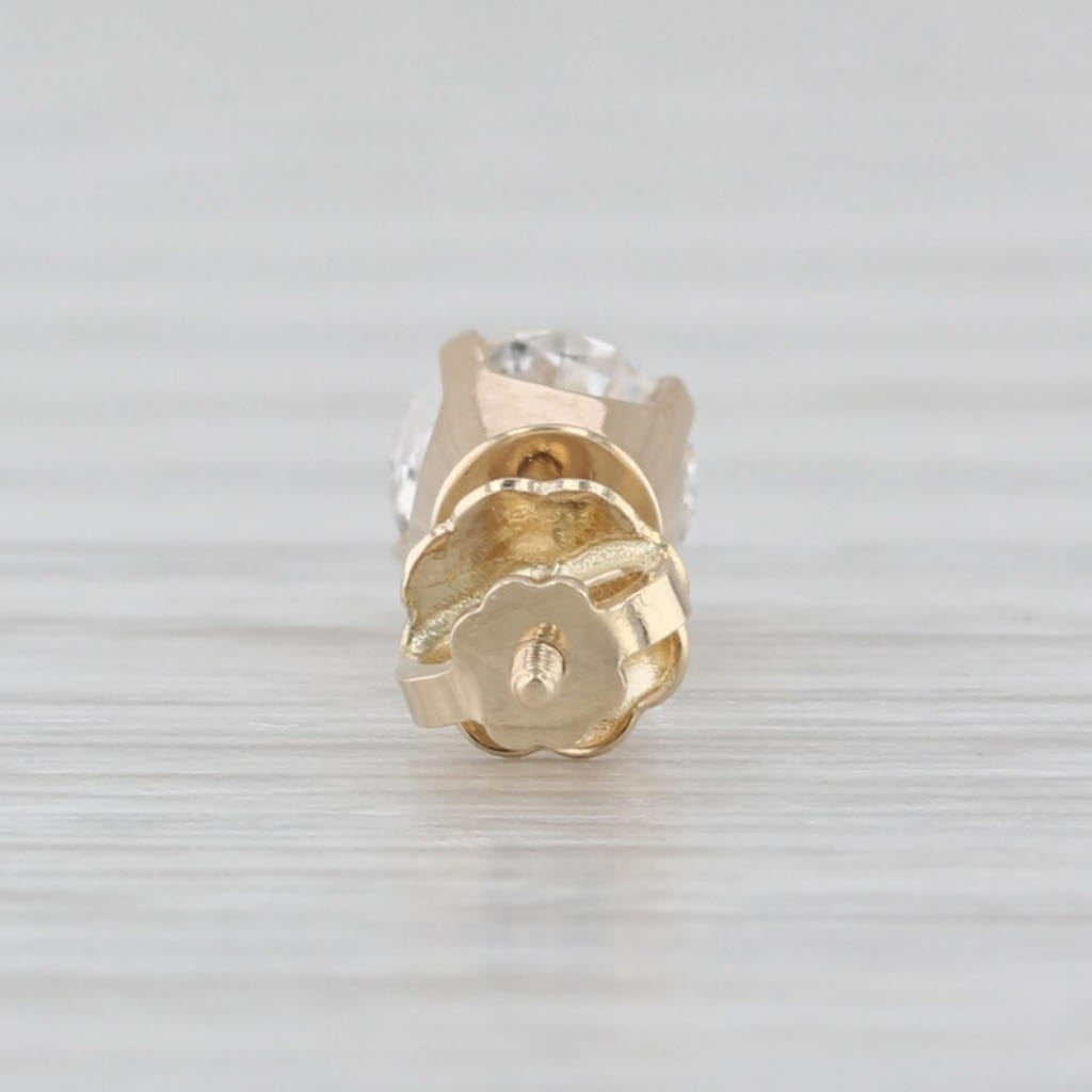 0.41ct Single Diamond Stud Earring 14k Yellow Gold Round Solitaire Screw Back