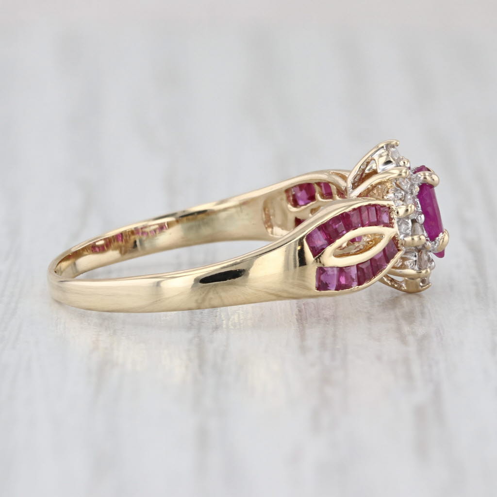 0.56ctw Natural & Lab Created Ruby Diamond Ring 14k Yellow Gold Size 8