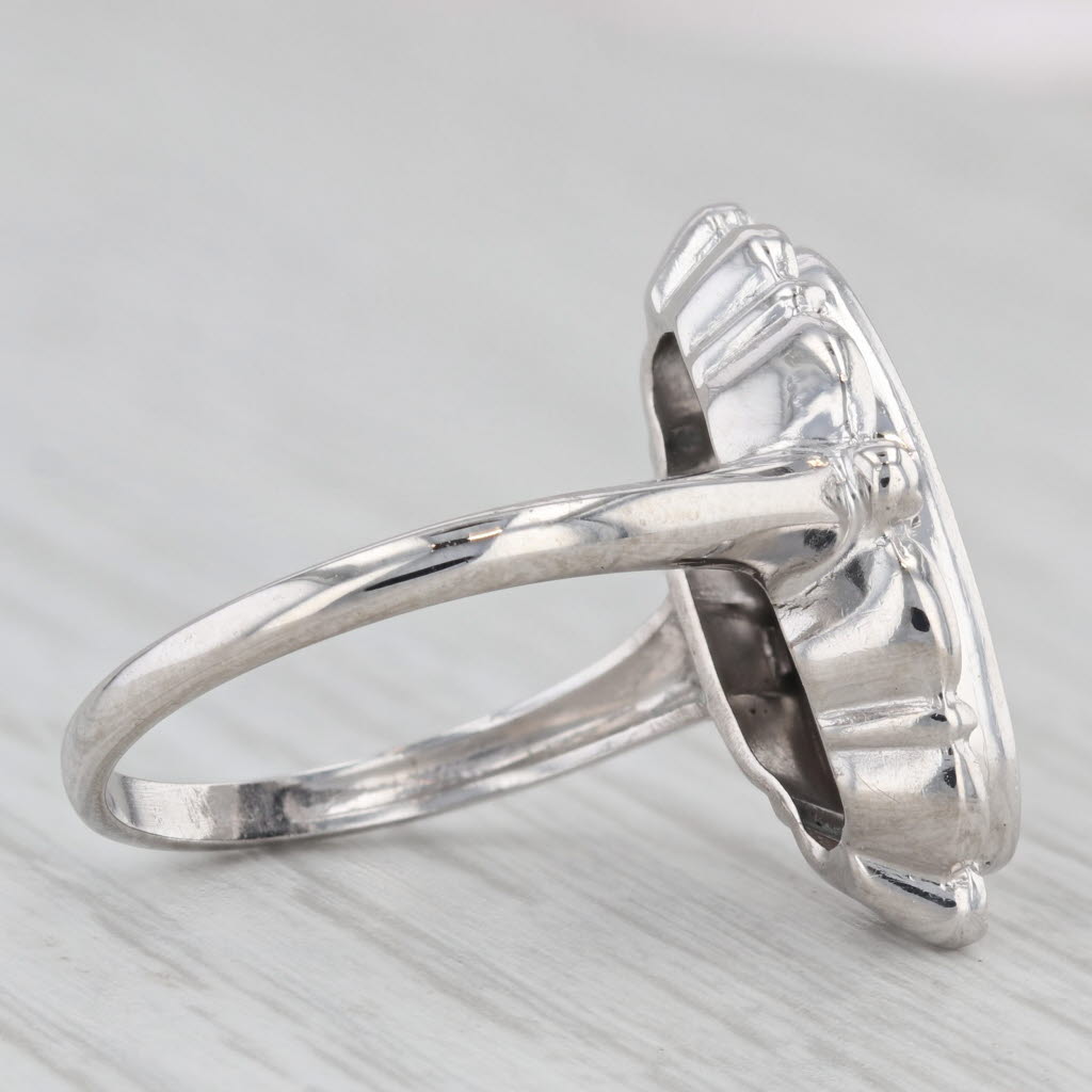 Gray Onyx Oval Solitaire Ring 10k White Gold Size 6