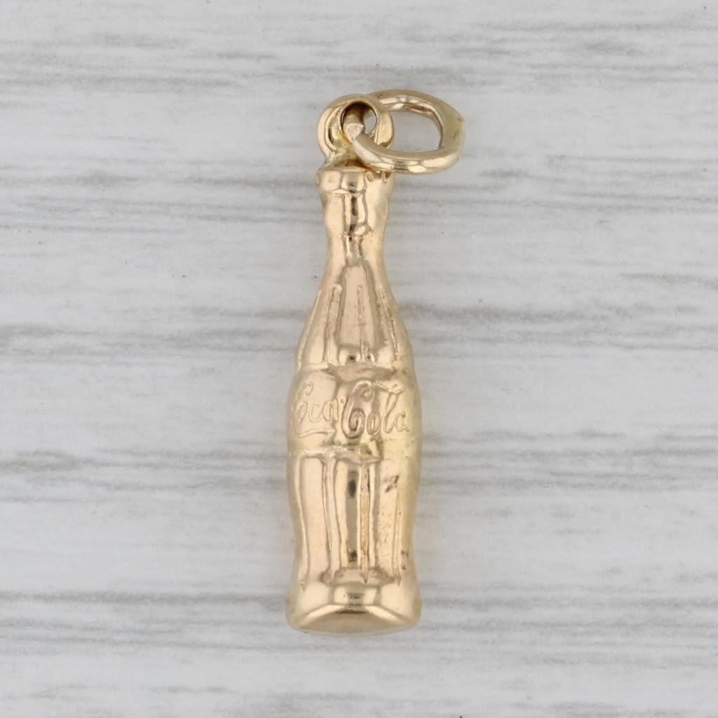 Gray Coca Cola Bottle Charm 14k Yellow Gold Soda Keepsake Pendant