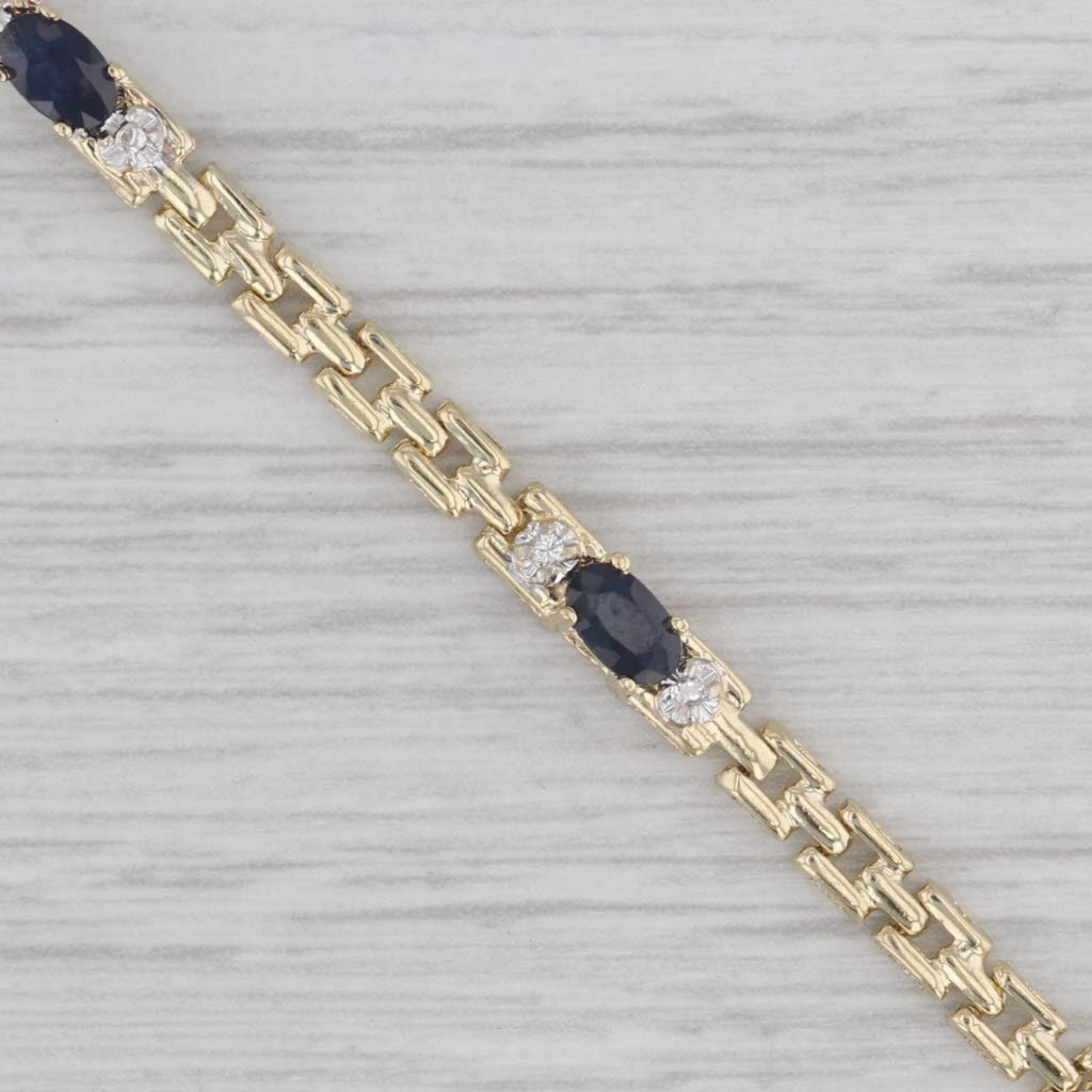 Gray 2.50ctw Blue Sapphire Diamond Bracelet 10k Yellow Gold 7"