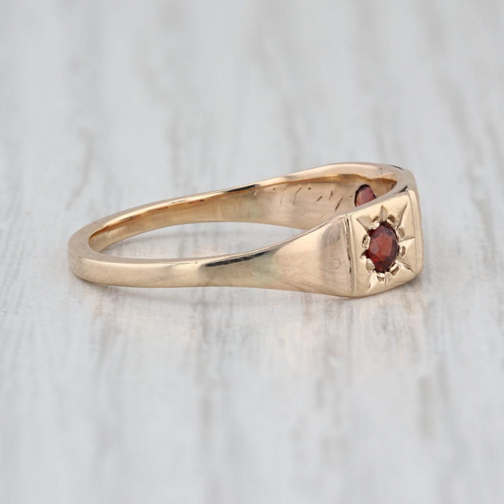 Antique Victorian 0.28ctw 3-Stone Garnet Ring 10k Yellow Gold Size 7.5