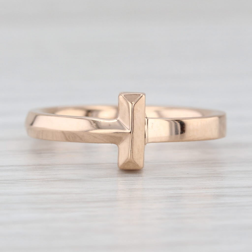 Light Gray Tiffany & Co T1 Ring 18k Yellow Gold Size 5.5 Designer Band